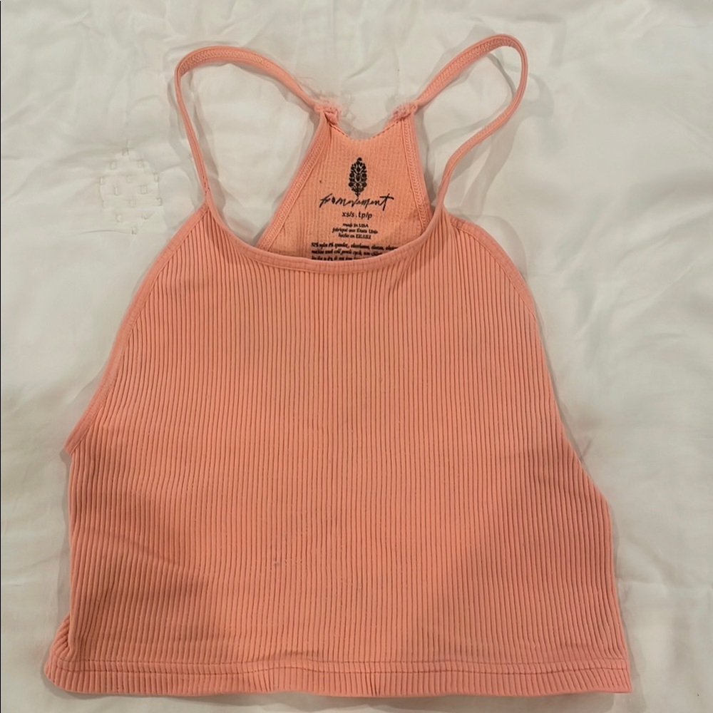 Peach Ribbed Tank Top - Picture 2 of 3